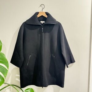 BLACK WOOL AND CASHMERE TURTLENECK FRONT ZIP CARDIGAN SIZE SP